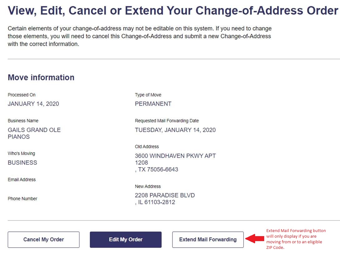 what is mail forwarding date